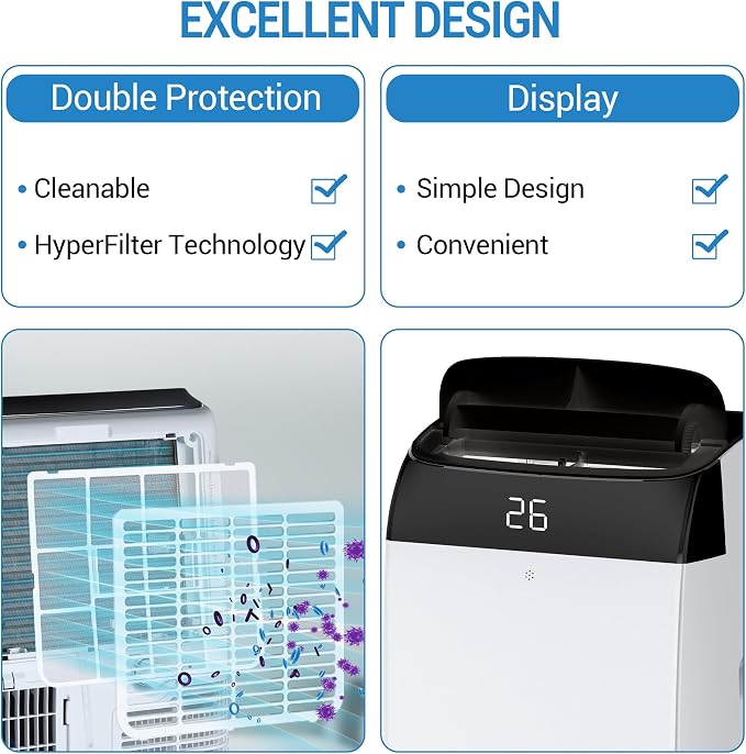 12,000 BTU Portable Air Conditioner, 3-in-1 Remote Control AC with 24-Hour Timer, alternate product view 6