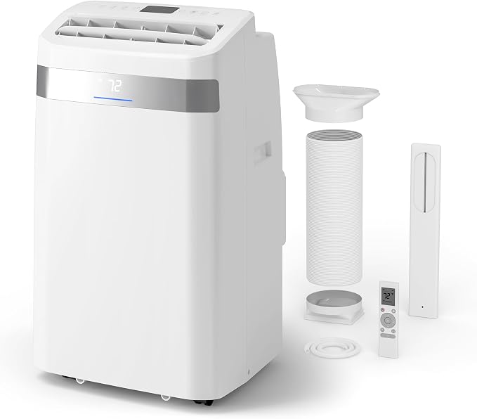 12,000 BTU Portable Air Conditioner, 4-in-1 AC Unit with Sleep, Cool, Dehumidifier & Fan, Cools up to 500 sq.ft, Remote