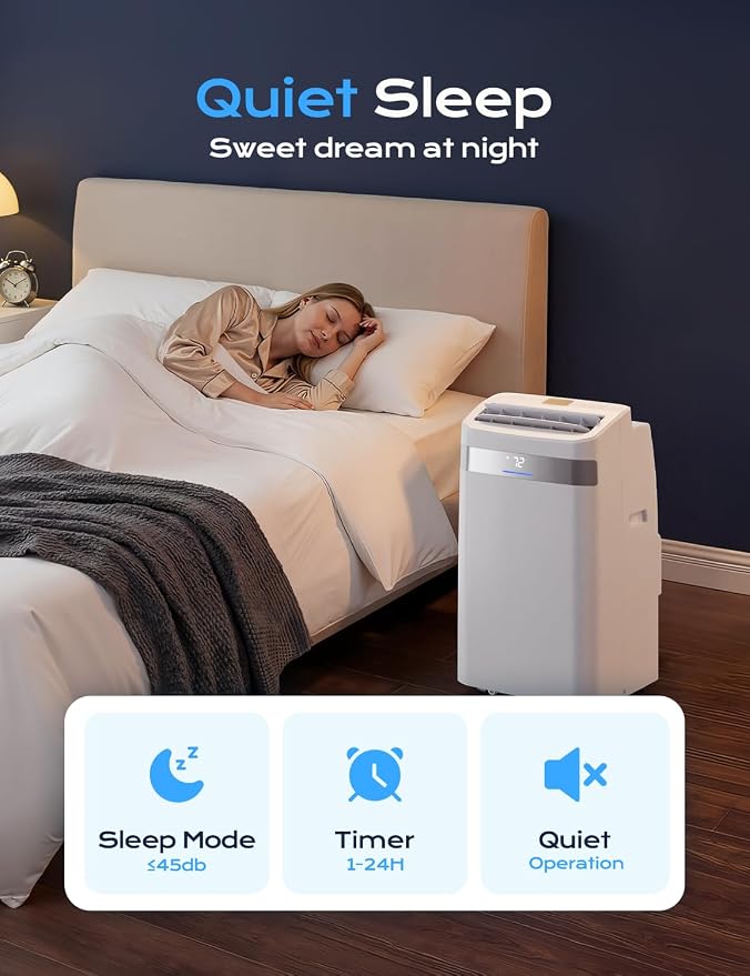 12,000 BTU Portable Air Conditioner, 4-in-1 AC Unit with Sleep, Cool, Dehumidifier & Fan, Cools up to 500 sq.ft, Remote