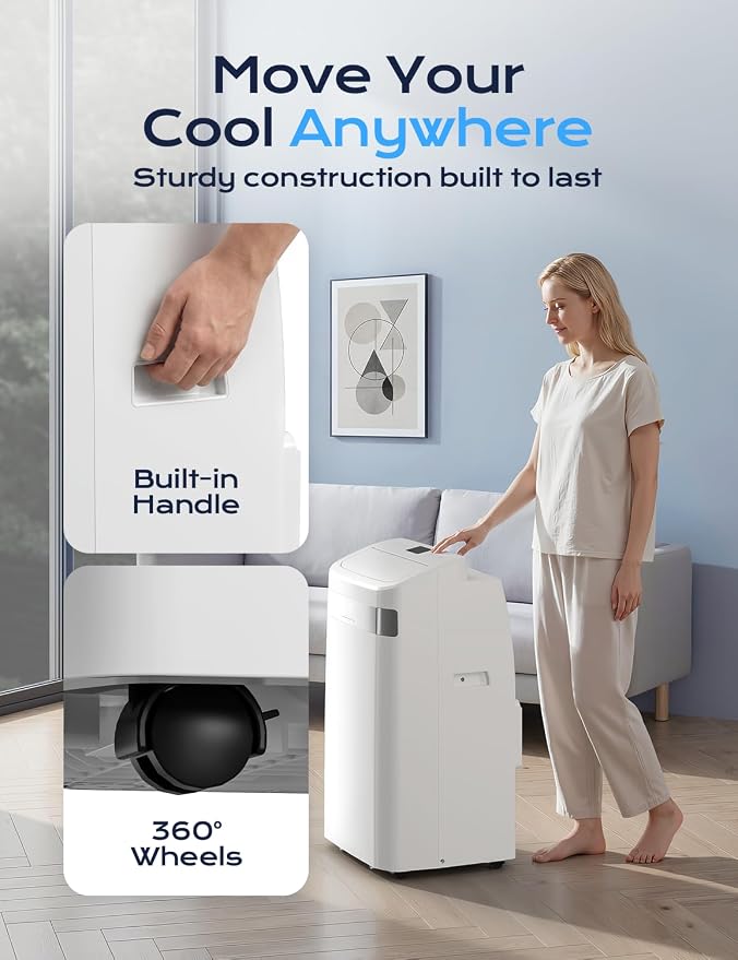 12,000 BTU Portable Air Conditioner, 4-in-1 AC Unit with Sleep, Cool, Dehumidifier & Fan, Cools up to 500 sq.ft, Remote