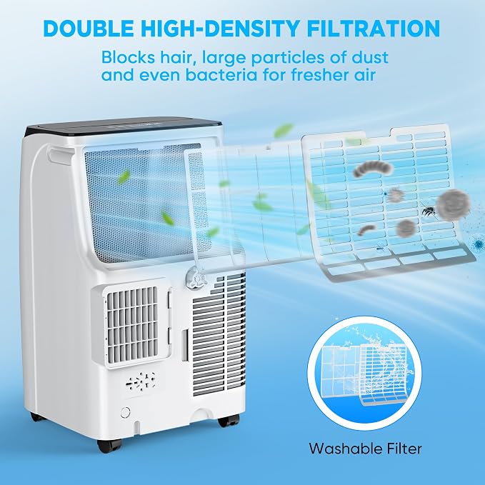 12,000 BTU Portable Air Conditioner Cools Up to 500 Sq.Ft, 3-IN-1 Energy Efficient Portable AC Unit with Remote Control &