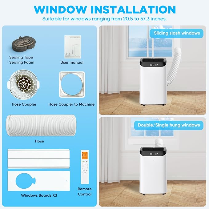 12,000 BTU Portable Air Conditioner Cools Up to 500 Sq.Ft, 3-IN-1 Energy Efficient Portable AC Unit with Remote Control &