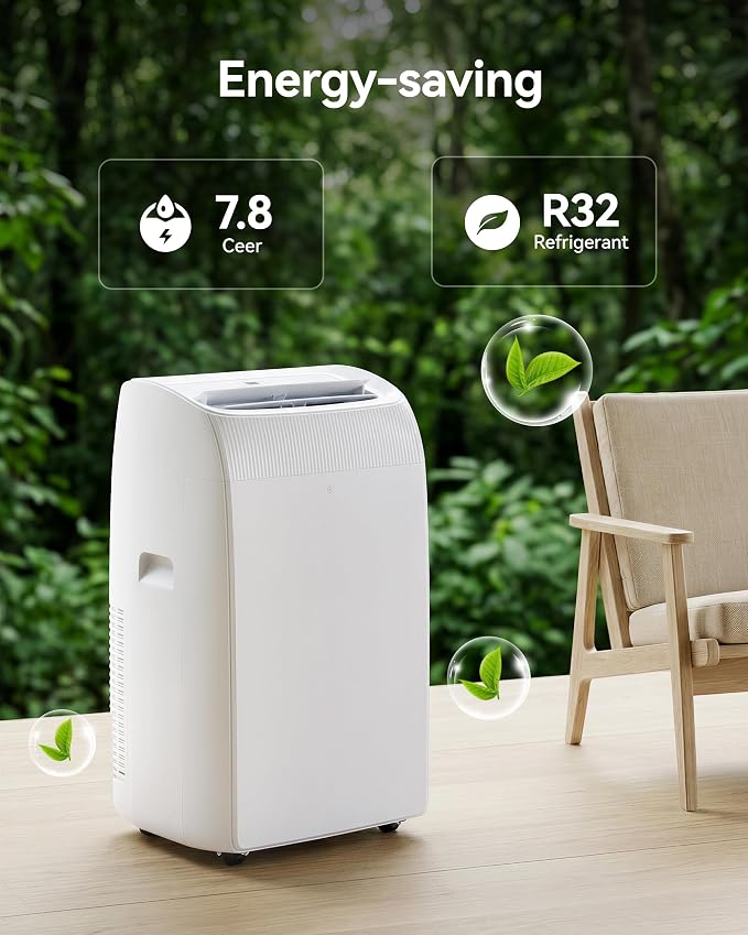12,000 BTU Portable Air Conditioner - Multi-Function Portable AC Unit Cools Up to 550 Sq. Ft., with Ultra-Quiet(42db), Auto