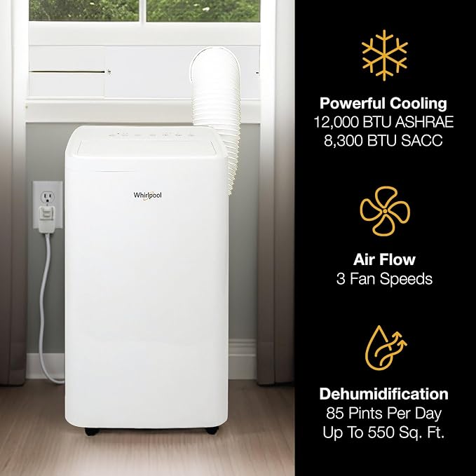 12,000 BTU Portable Air Conditioner with Dehumidifier for Living Room, Apartment, or Bedroom, 115V, alternate product view 5
