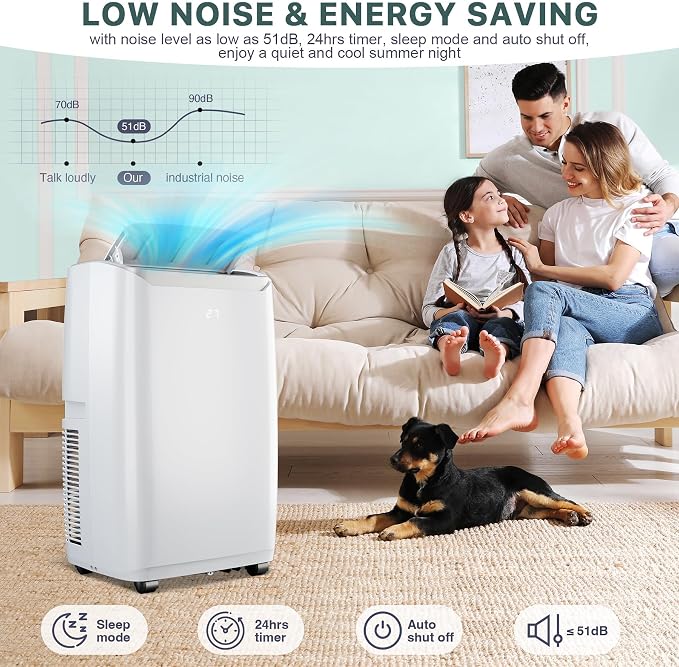 12,000 BTU Portable Air Conditioner with Remote Control – 3 in-1 Cooling, Fan, and Dehumidifying Functions, alternate product