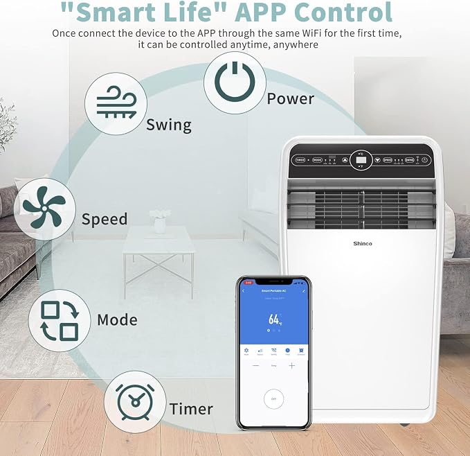 12,000 BTU Portable Air Conditioner with WiFi, Portable AC Unit with Built-in Cool, alternate product view 6