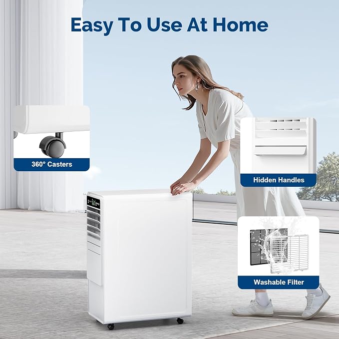 12,000 BTU Portable Air Conditioners with Digital Display, 3 IN 1 Free standing AC Unit with Dehumidifier & Fan Modes, Cools