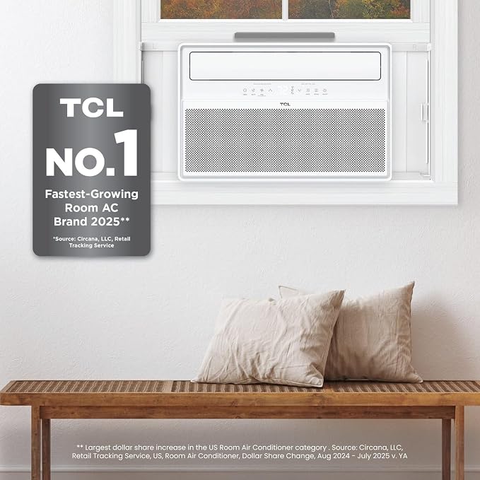 12,000 BTU Q-Series Smart Inverter Window AC, Ultra-Quiet 38dB Fan & 40dB Cooling, 38% Energy Saving, 3-Step Install