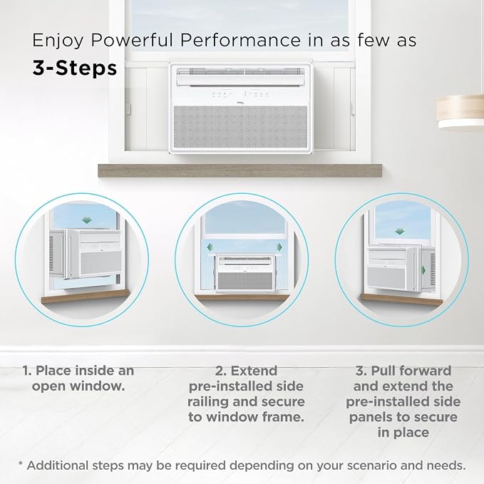12,000 BTU Q-Series Smart Inverter Window AC, Ultra-Quiet 38dB Fan & 40dB Cooling, 38% Energy Saving, 3-Step Install