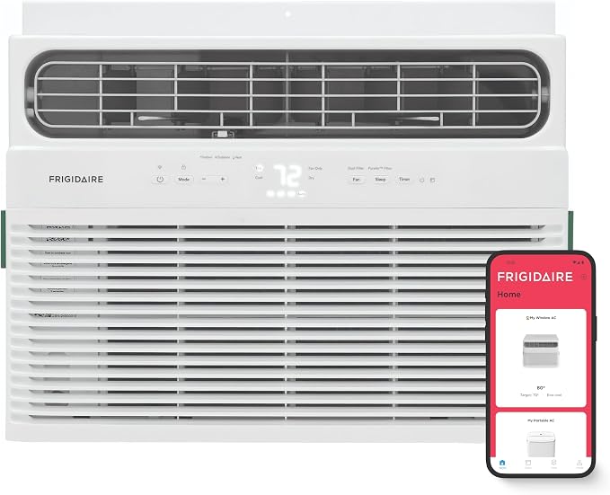 12,000 BTU Smart Window Air Conditioner with Wi-Fi, Cools Up to 550 Sq. Ft., Remote Control, Quiet Operation, Eco Mode, 3 Fan