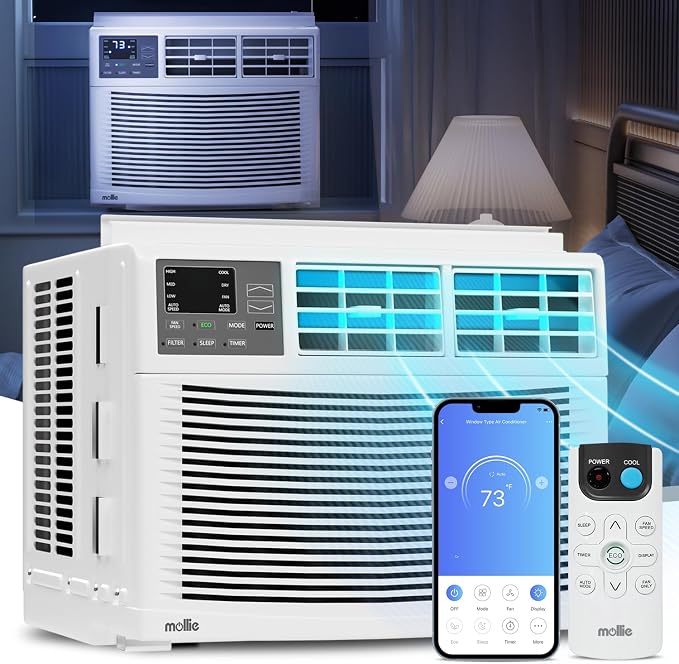 12,000 BTU Smart Window Conditioner with Wi-Fi Connected, Window AC Unit with Timer & Washable Filter, Ideal for Rooms up to