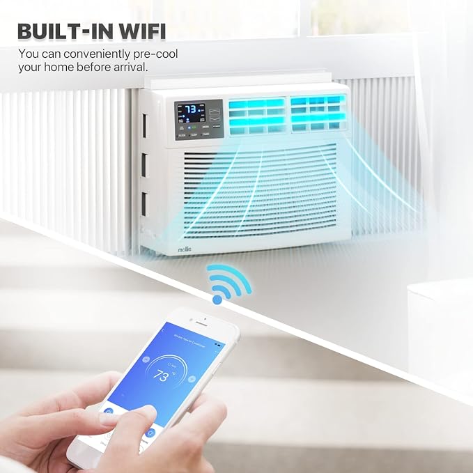 12,000 BTU Smart Window Conditioner with Wi-Fi Connected, Window AC Unit with Timer & Washable Filter, Ideal for Rooms up to