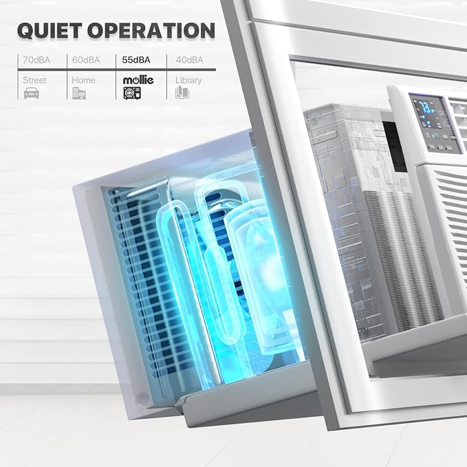 12,000 BTU Smart Window Conditioner with Wi-Fi Connected, Window AC Unit with Timer & Washable Filter, Ideal for Rooms up to