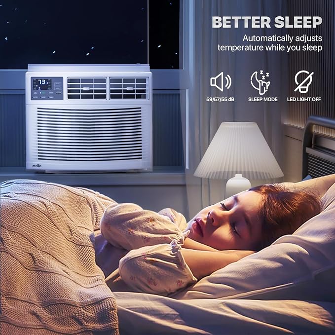 12,000 BTU Smart Window Conditioner with Wi-Fi Connected, Window AC Unit with Timer & Washable Filter, Ideal for Rooms up to