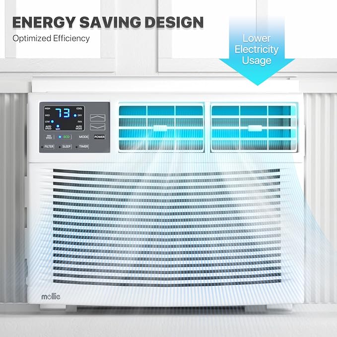 12,000 BTU Smart Window Conditioner with Wi-Fi Connected, Window AC Unit with Timer & Washable Filter, Ideal for Rooms up to