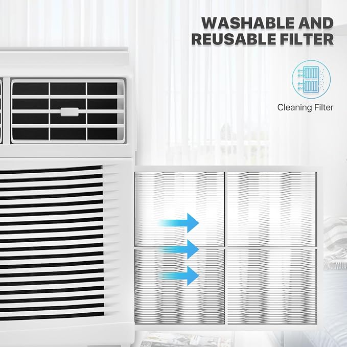 12,000 BTU Smart Window Conditioner with Wi-Fi Connected, Window AC Unit with Timer & Washable Filter, Ideal for Rooms up to