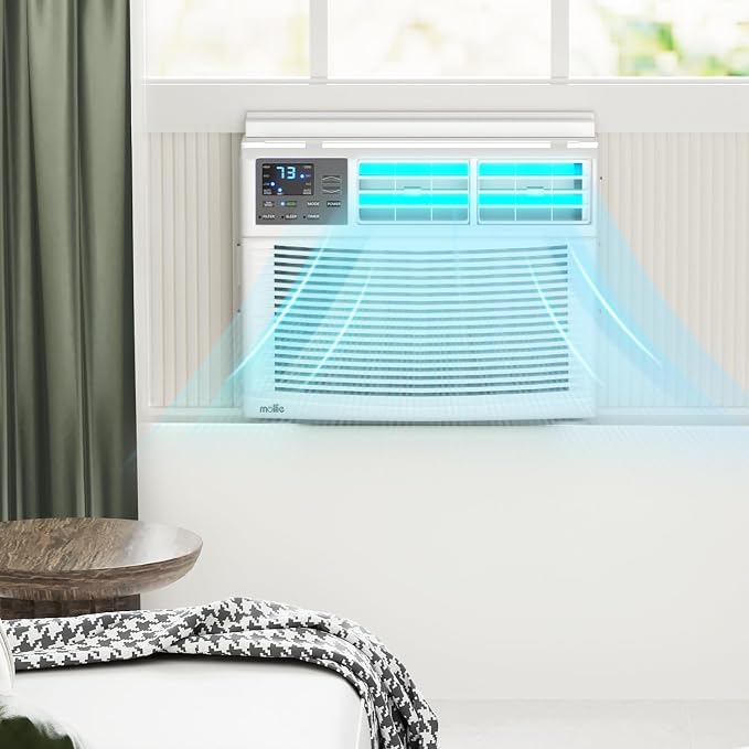 12,000 BTU Smart Window Conditioner with Wi-Fi Connected, Window AC Unit with Timer & Washable Filter, Ideal for Rooms up to