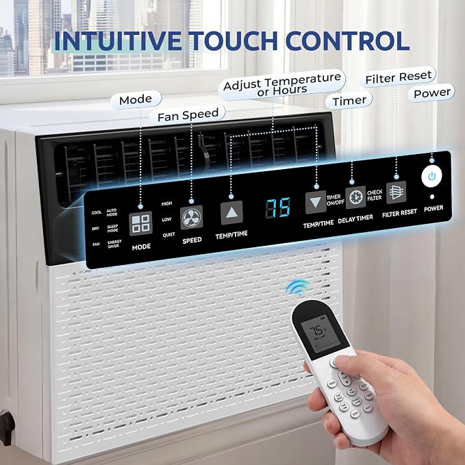 12,000 BTU U-Shaped Smart Inverter Window Air Conditioner,550 Sq.Ft Cooling Capacity, Ultra Quiet Operation, Open Window