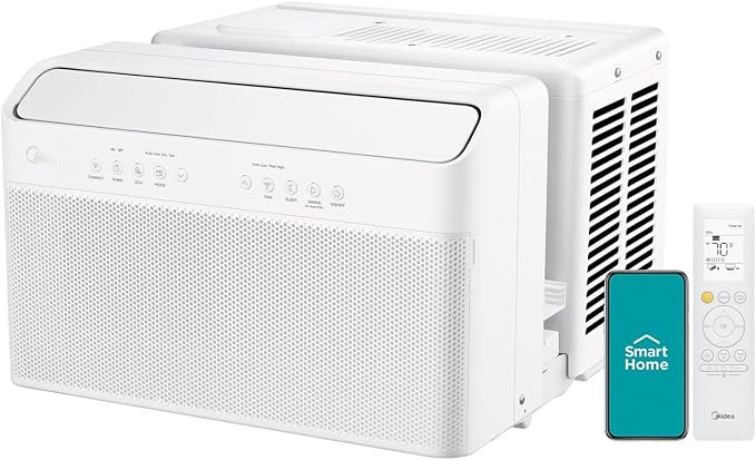 12,000 BTU U-Shaped Smart Inverter Window Air Conditioner–Cools up to 550 Sq. Ft., Ultra Quiet with Open Window