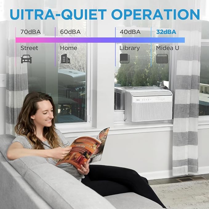 12,000 BTU U-Shaped Smart Inverter Window Air Conditioner–Cools up to 550 Sq. Ft., Ultra Quiet with Open Window, alternate