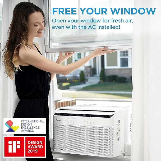 12,000 BTU U-Shaped Smart Inverter Window Air Conditioner–Cools up to 550 Sq. Ft., Ultra Quiet with Open Window, alternate