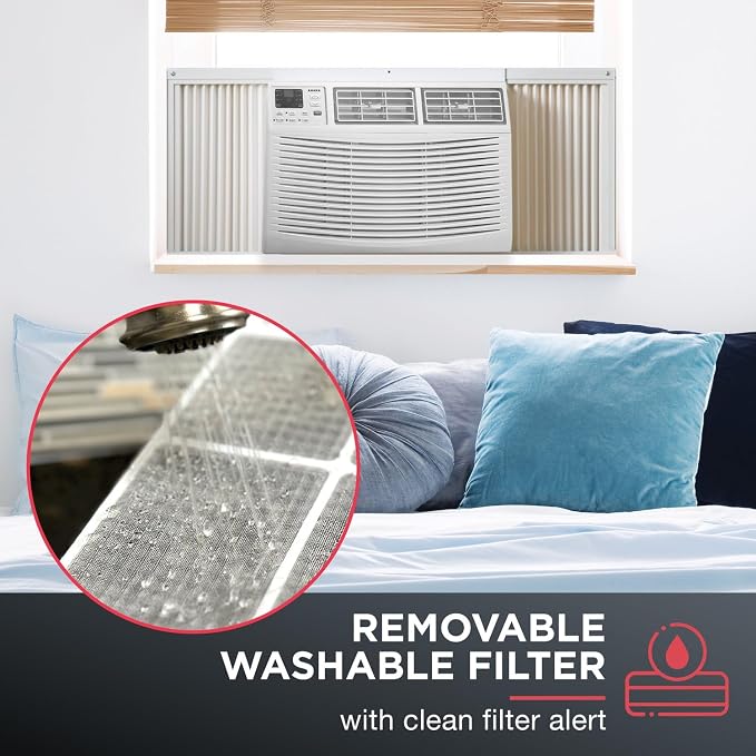 12,000 BTU Window Air Conditioner, 115V, Cools up to 550 Sq. Ft. for Bedroom, Living Room, Kitchen, with Remote Control, 24H