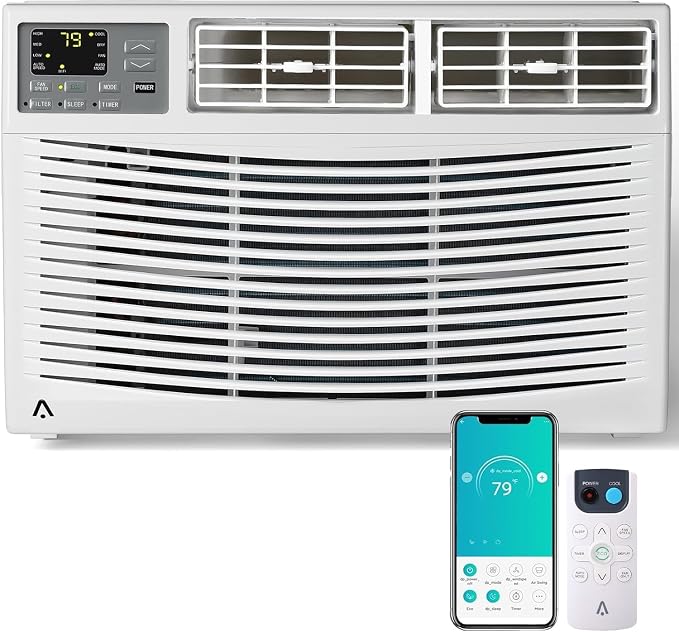 12,000 BTU Window Air Conditioner,AC Window Unit Cool up to 550 Sq. Ft w/Wifi Controls & 4 IN 1 Cooling, Dry, Fan,and Auto
