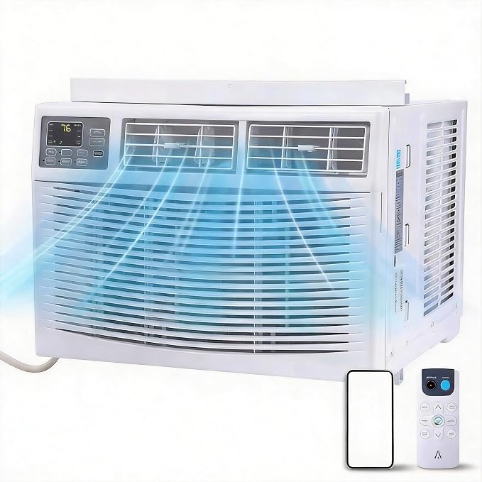 12,000-BTU Window Air Conditioner, Smart WiFi Control, Window AC for Rooms Up to 550 Sq. ft, Fixed-Frequency Cooling with
