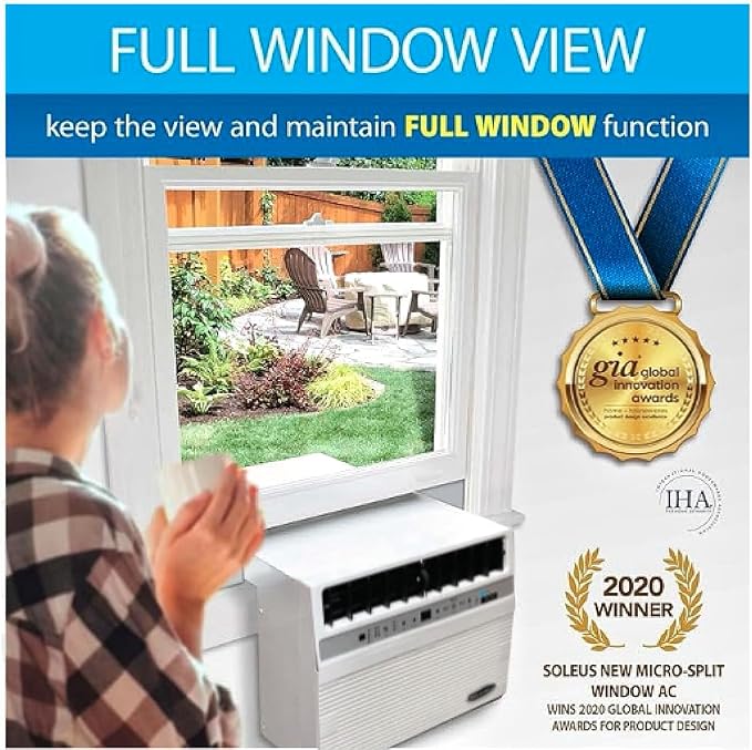 12,000 BTU Window Air Conditioner with 10,000 BTU Heater, Cooling, 115 Volts, 12.5" Extra Thick Wall Compatible, Wi-Fi