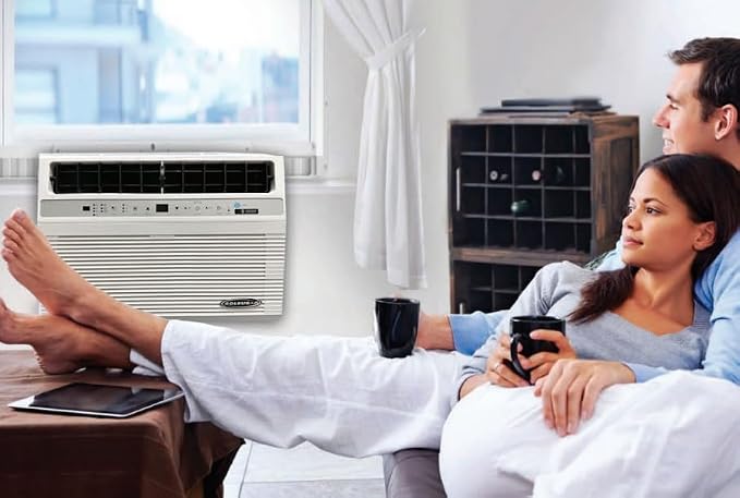 12,000 BTU Window Air Conditioner with 10,000 BTU Heater, Cooling, 115 Volts, 12.5" Extra Thick Wall Compatible, Wi-Fi