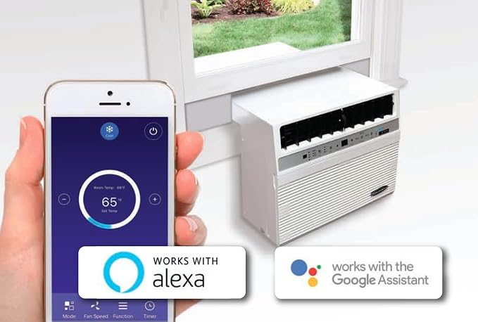 12,000 BTU Window Air Conditioner with 10,000 BTU Heater, Cooling, 115 Volts, 12.5" Extra Thick Wall Compatible, Wi-Fi