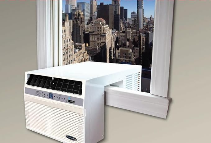 12,000 BTU Window Air Conditioner with 10,000 BTU Heater, Cooling, 115 Volts, 12.5" Extra Thick Wall Compatible, Wi-Fi