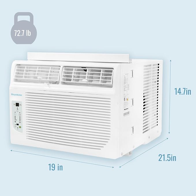 12,000 BTU Window Air Conditioner with 11,000 BTU Supplemental Heating and Dehumidification, 230V, Window AC Unit for Living