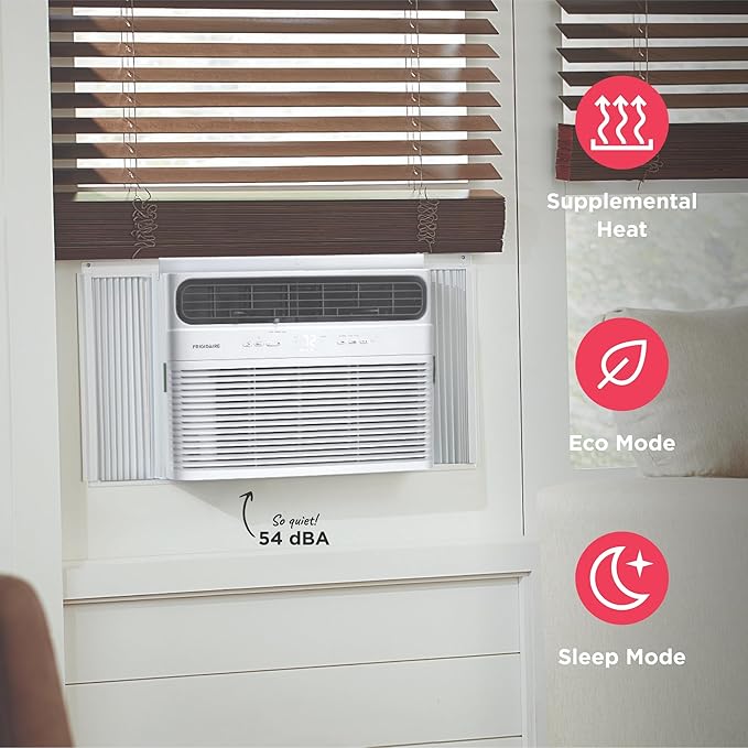 12,000 BTU Window Air Conditioner with Supplemental Heat, Cools & Heats Up to 550 Sq. Ft., Remote Control, Quiet Operation