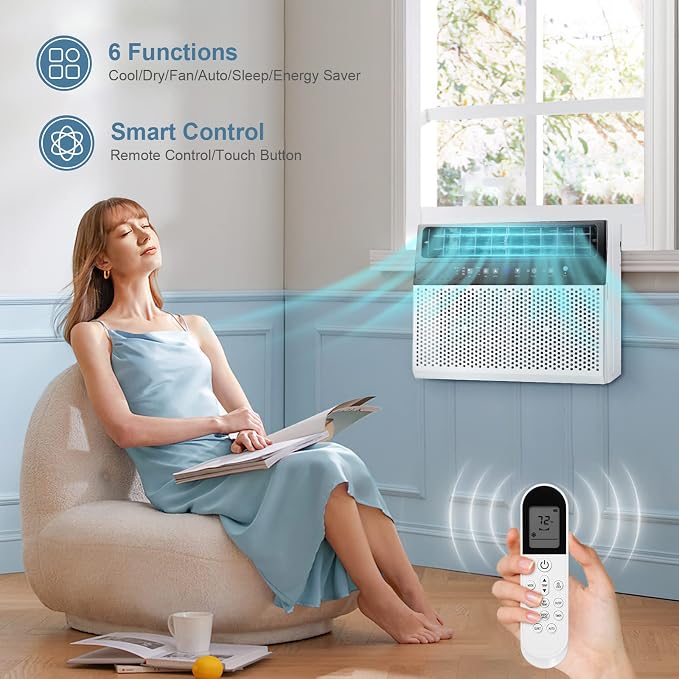 12,000 BTU Window Air Conditioners Cools up to 550 Sq. Ft, U-Shaped Air Condtioner Window Unit with 6 Modes 24H Timer