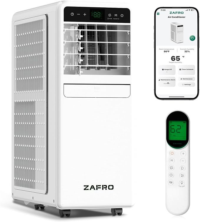 12,050 BTU Portable Air Conditioner, Smart AC Unit with Fan/Dehumidifier/Drainage-free Cooling, APP/Remote/Touch, 47 dB
