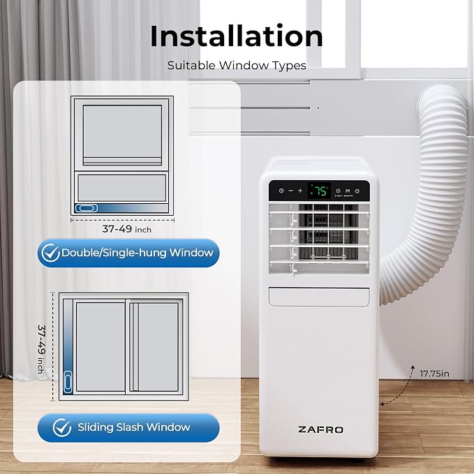 12,050 BTU Portable Air Conditioner, Smart AC Unit with Fan/Dehumidifier/Drainage-free Cooling, APP/Remote/Touch, 47 dB