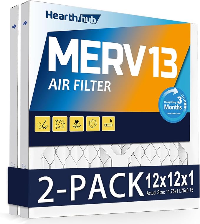 12×12×1 MERV 13 Furnace Air Filters - HVAC/Furnace AC Filter Replacement (Actual Size 11.75x11.75x0.75), product image