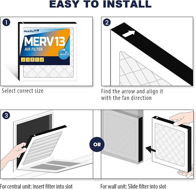 12×12×1 MERV 13 Furnace Air Filters - HVAC/Furnace AC Filter Replacement (Actual Size 11.75x11.75x0.75), alternate product
