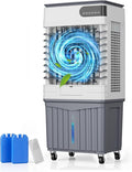 12.28 Gal Swamp Cooler Air Conditioners, 4-IN-1 Evaporative Cooler, 4 Ice Packs, Remote, 12H Timer, 120° Oscillation