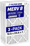 12.5x23.5x1 Air Filter (MERV 8) (3-Pack) Dust & Allergy Control AC Furnace Filters, MADE IN USA, HVAC, Pleated, Electrostatic