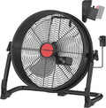 12" Battery Operated Floor Fan Compatible with M18 18V Battery, Portable Fan with AC Adapter and USB Output, Metal