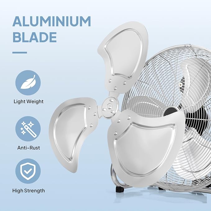 12'' Floor Fans, High Velocity Heavy Duty Metal Industrial Floor Fan for Commercial & Residential, Metal Fans w/, alternate