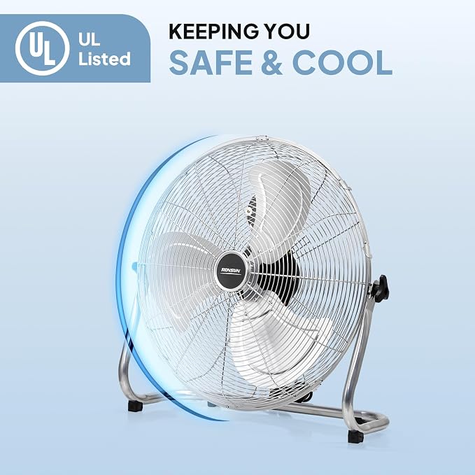 12'' Floor Fans, High Velocity Heavy Duty Metal Industrial Floor Fan for Commercial & Residential, Metal Fans w/, alternate