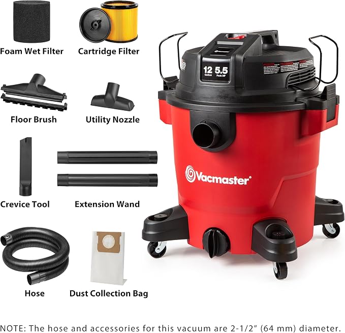 12-Gallon 5.5 Peak HP Heavy-Duty Wet/Dry Vacuum - VJH1211PF 1101, alternate product view 2