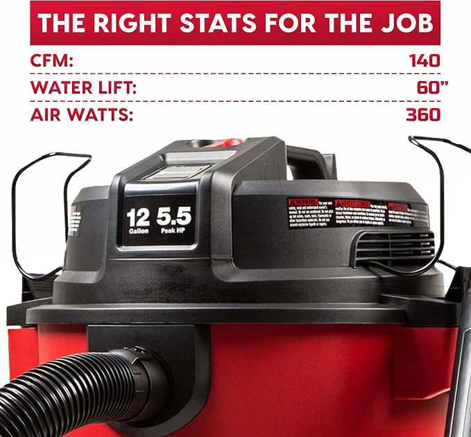 12-Gallon 5.5 Peak HP Heavy-Duty Wet/Dry Vacuum - VJH1211PF 1101, alternate product view 3