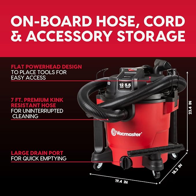 12-Gallon 5.5 Peak HP Heavy-Duty Wet/Dry Vacuum - VJH1211PF 1101, alternate product view 8