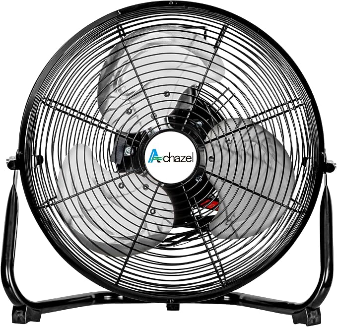12" High Velocity Floor Fan, 3-Speed Heavy Duty Metal Fan with 180° Tilt, Commercial, Residential, Gym, Home Use, UL Listed