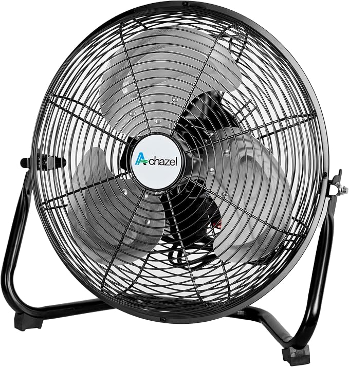 12" High Velocity Floor Fan, 3-Speed Heavy Duty Metal Fan with 180° Tilt, Commercial, Residential, Gym, Home Use, UL Listed