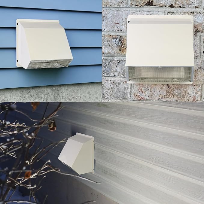 12 Inch Hooded Wall Vent with Screen and Damper, Outdoor Wall Exhaust Vent Cover Cap for Duct Dryer Range Hood Exterior